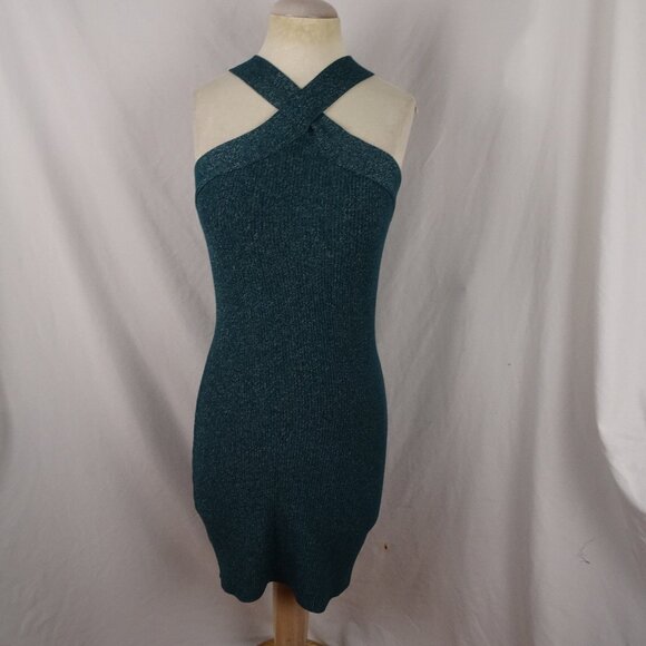 Sincerely Jules Women Bodycon Green Metallic Dress Size L - Picture 1 of 8
